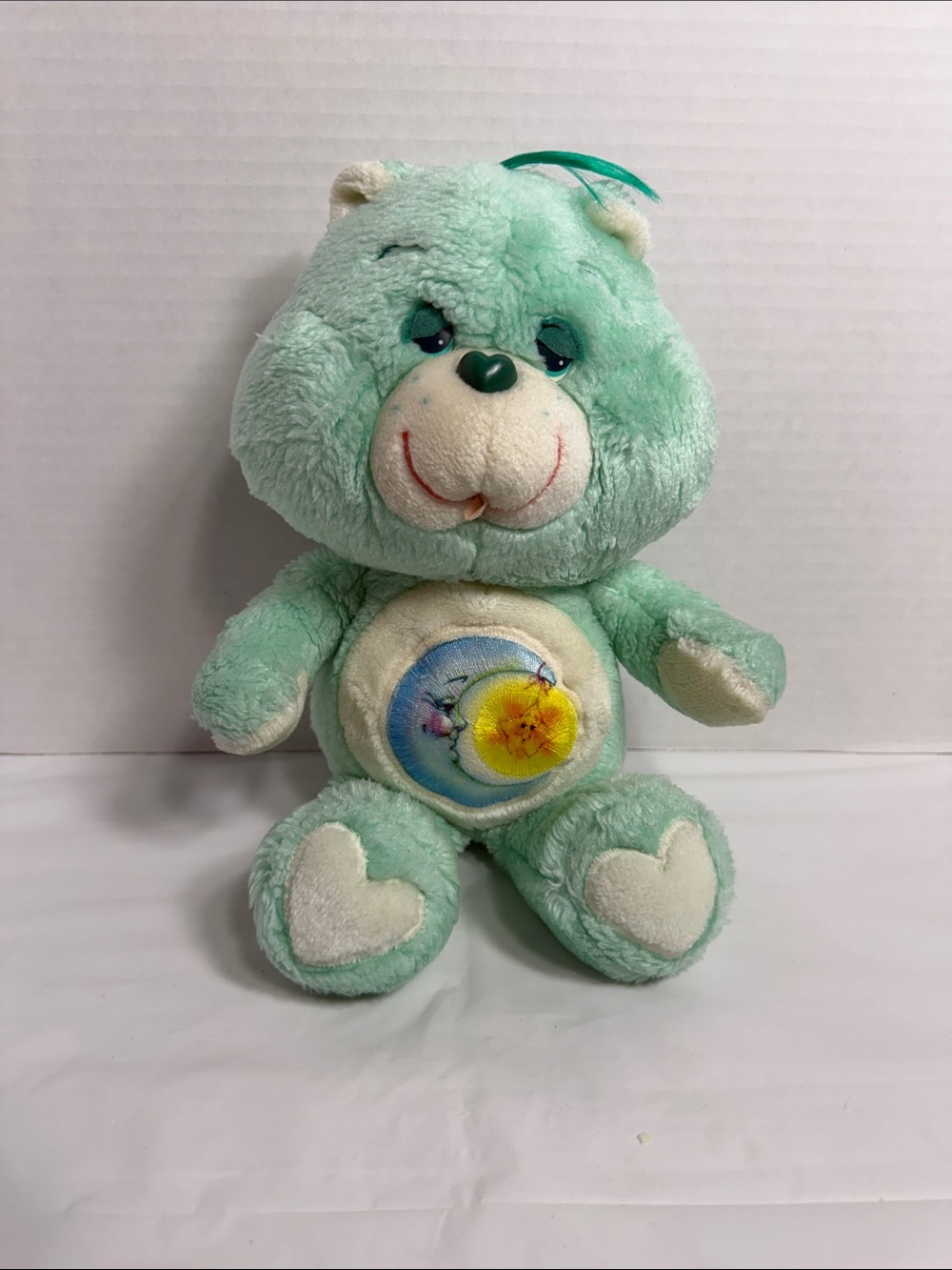 VTG 80s Care Bears Bedtime Bear Plush 🌙 Sleepy Eye Kidcore Room Decor 13”